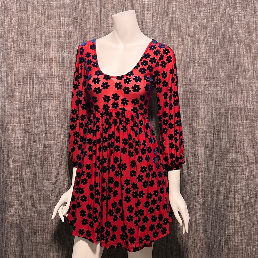 RARE Free People Ninties Drew Velvet Flocked Flower Mesh Dress XS - Picture 5 of 13
